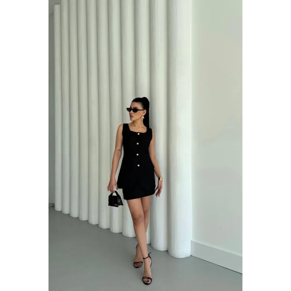 JAKAR KETEN YELEK - KISA ETEK TAKIM - Siyah