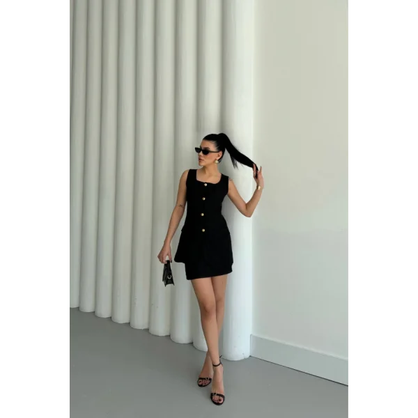 JAKAR KETEN YELEK - KISA ETEK TAKIM - Siyah