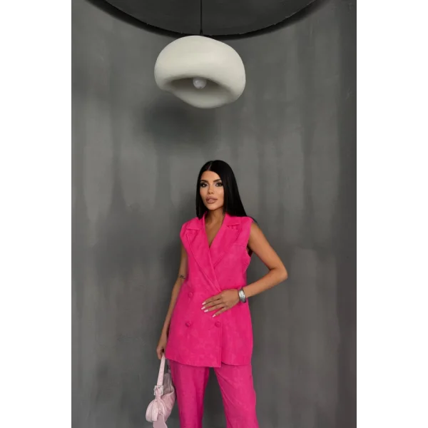 JAKAR KUMAŞ YELEK - PANTOLON TAKIM - Fuşya