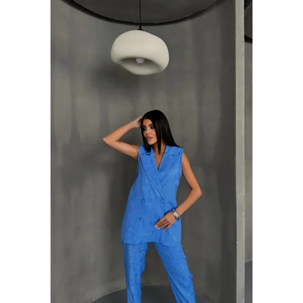 JAKAR KUMAŞ YELEK - PANTOLON TAKIM - Mavi