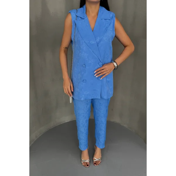 JAKAR KUMAŞ YELEK - PANTOLON TAKIM - Mavi