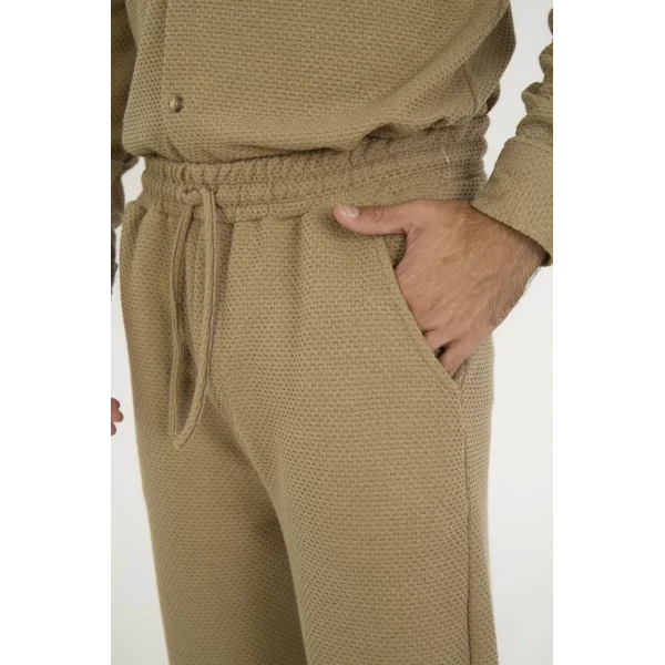 Jakar Kutu Desenli Baggy Eşofman Pantolon - Kahverengi