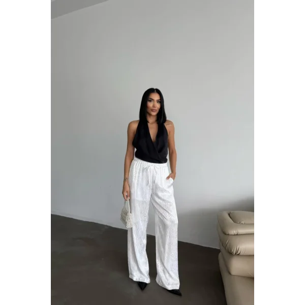 JAKAR SATEN PANTOLON - Beyaz