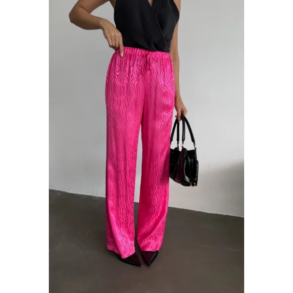 JAKAR SATEN PANTOLON - Fuşya