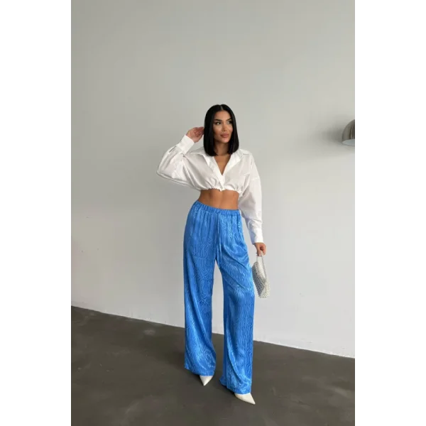 JAKAR SATEN PANTOLON - Mavi