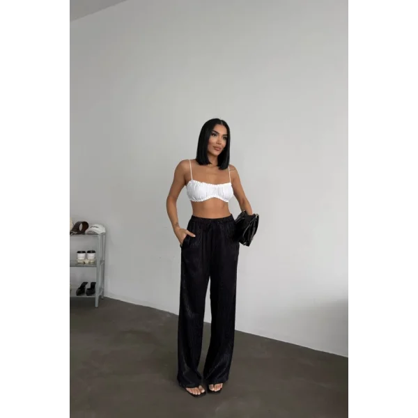 JAKAR SATEN PANTOLON - Siyah