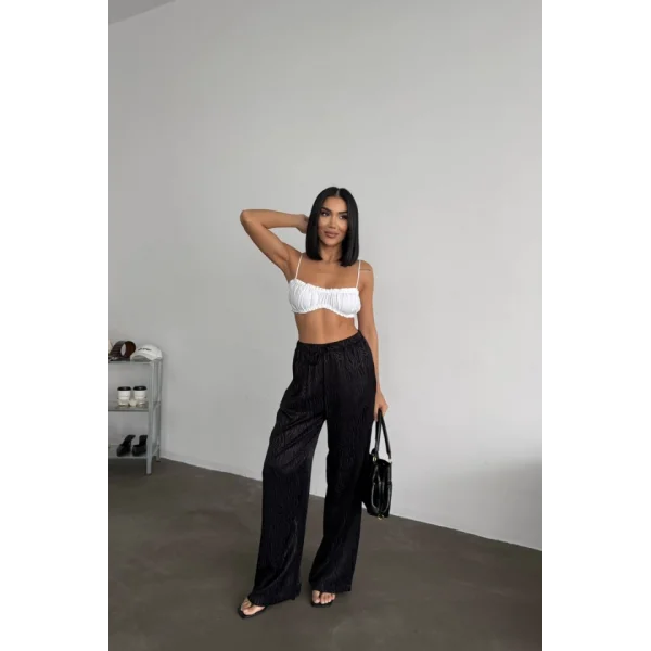 JAKAR SATEN PANTOLON - Siyah