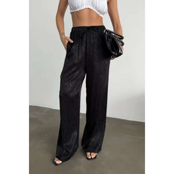 JAKAR SATEN PANTOLON - Siyah