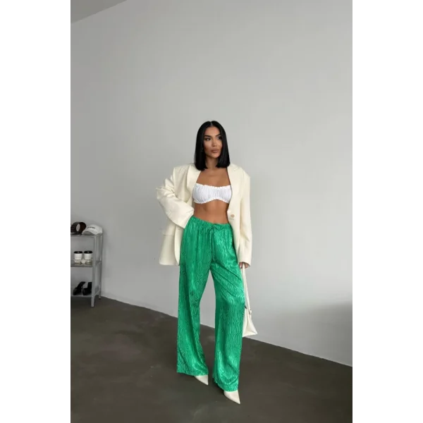 JAKAR SATEN PANTOLON - Yeşil