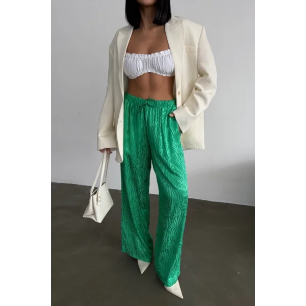 JAKAR SATEN PANTOLON - Yeşil
