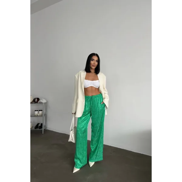 JAKAR SATEN PANTOLON - Yeşil