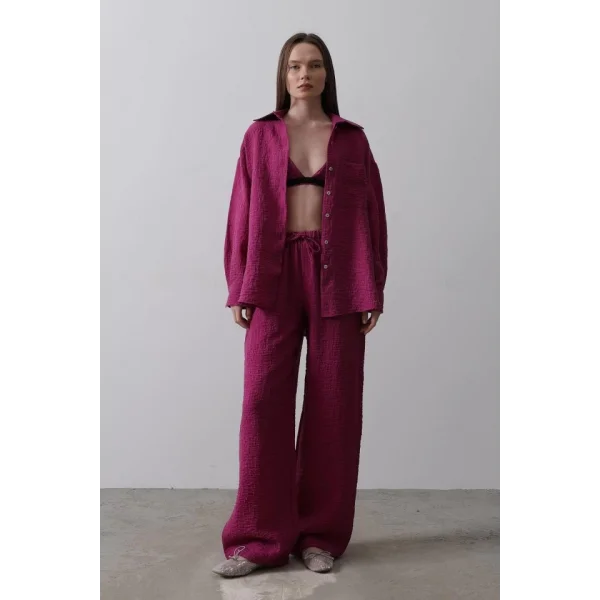 Jakarlı 3lü Takım - Mor