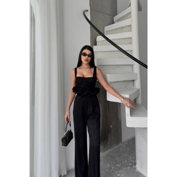 JAKARLI BLUZU TASARIM DETAYLI CEKET PANTOLON VE BLUZ 3 LÜ TAKIM