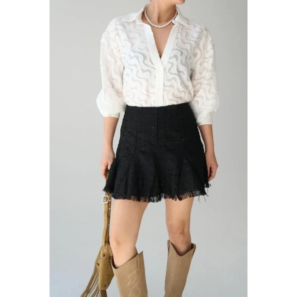 Jakarlı Gömlek - Ekru