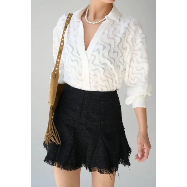 Jakarlı Gömlek - Ekru