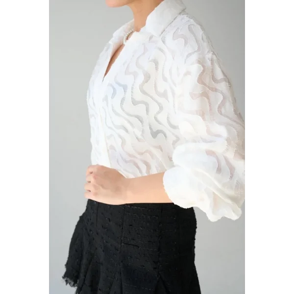 Jakarlı Gömlek - Ekru