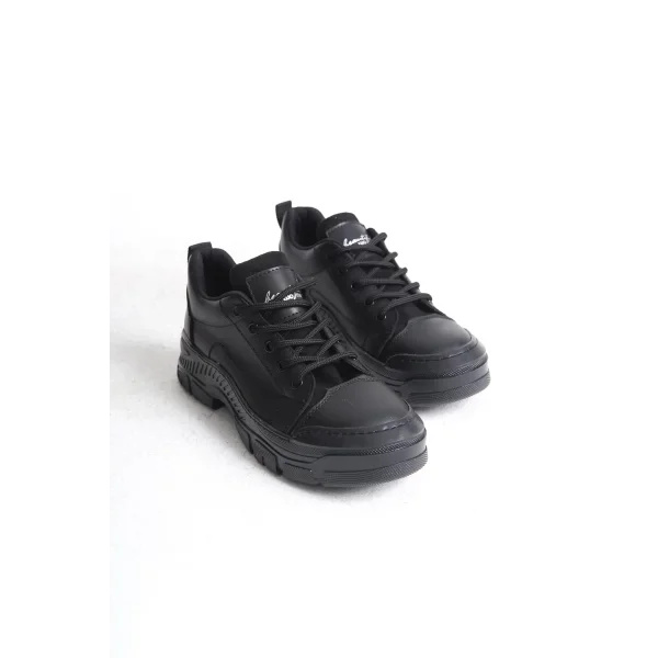 JANE Bağcıklı Ortopedik Taban Kadın Sneaker Spor Ayakkabı  CST - Siyah