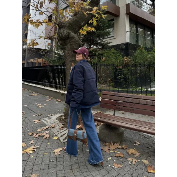 Jeans Detaylı Cıtcıtlı CEKET - Lacivert