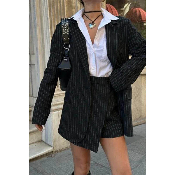 Jerry Şort Etekli Çizgili Takım 9691-24