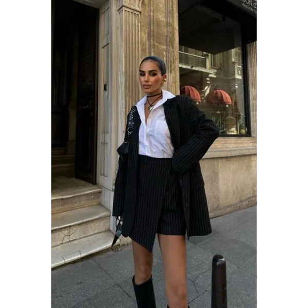 Jerry Şort Etekli Çizgili Takım 9691-24