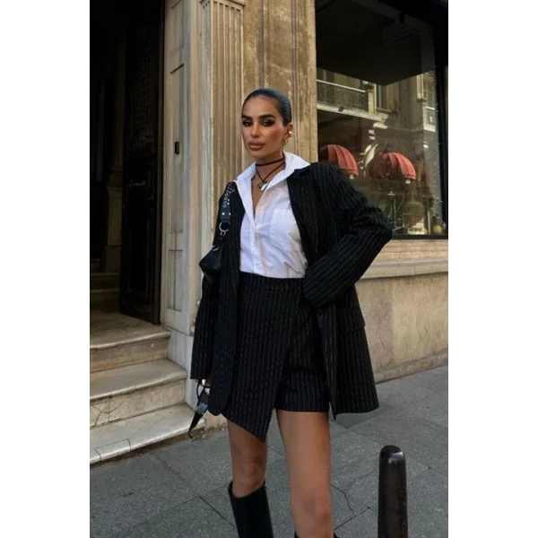 Jerry Şort Etekli Çizgili Takım 9691-24