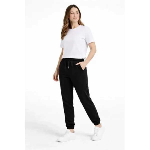 Jogger Eşofman Altı Rahat Kalıp, Cepli, Lastikli Paça, Günlük Spor Pantolon - Siyah
