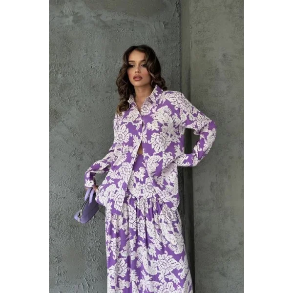 Jose Çiçek Desen Pileli Etek 4033-08