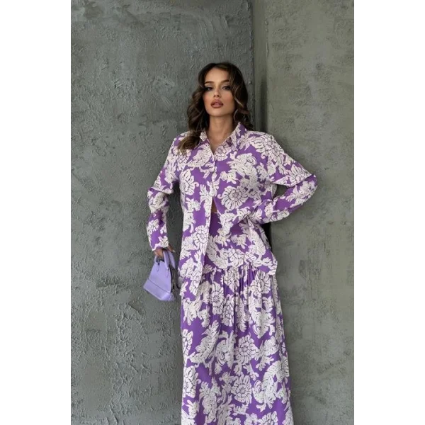 Jose Çiçek Desen Pileli Etek 4033-08