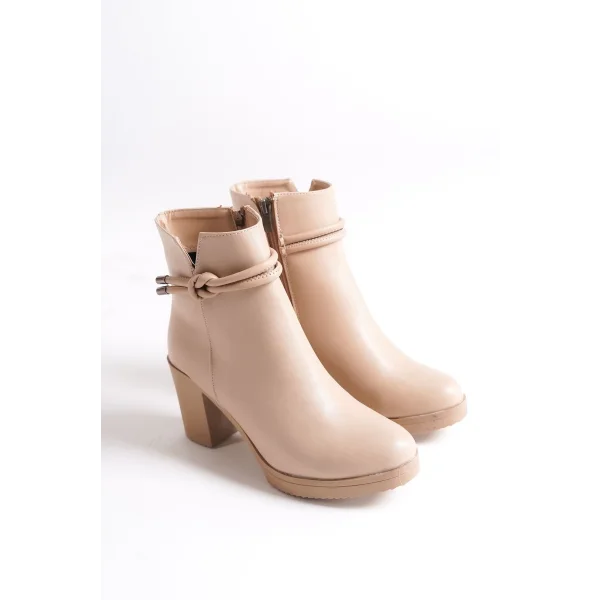 JULY Fermuarlı Ortopedik Taban Topuklu Kadın Bot CTT - Ten