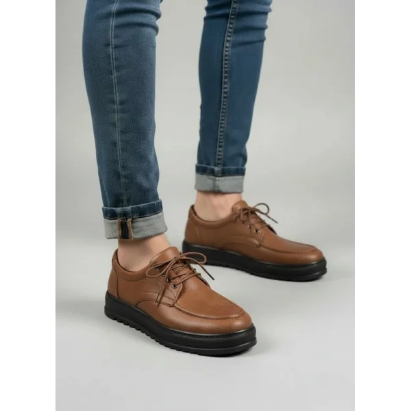 JY-T12x Arts Bağcıklı Cilt Erkek Günlük Spor Klasik Ayakkabı CST - Taba