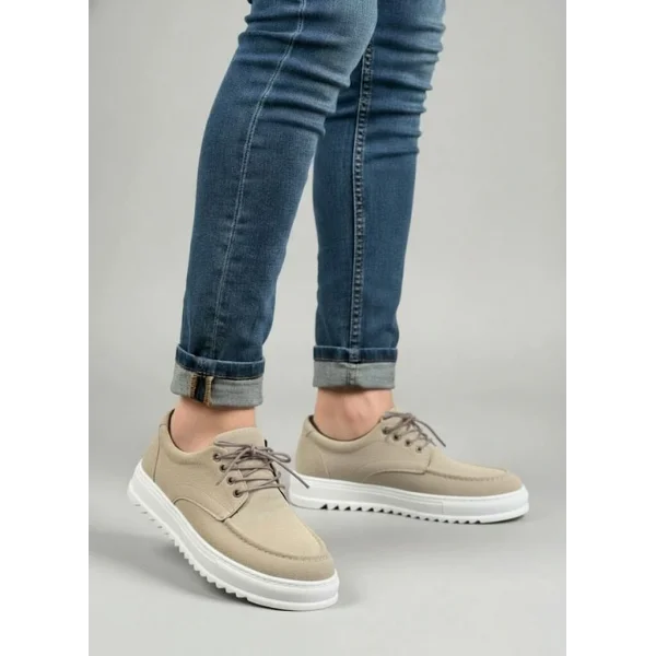 JY-T12x Arts Bağcıklı Süet Erkek Günlük Spor Klasik Ayakkabı SBT - Krem