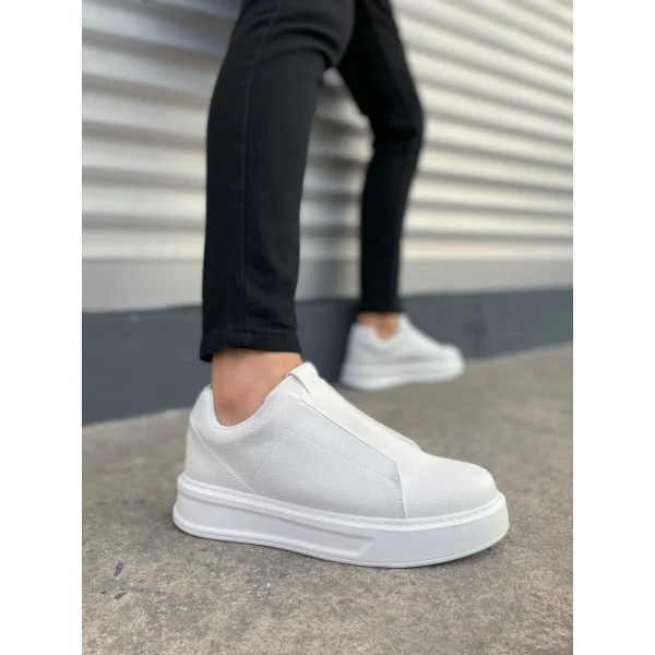 JY007 Alba Bağcıksız Cilt Erkek Günlük Sneaker Ayakkabı CBT Beyaz