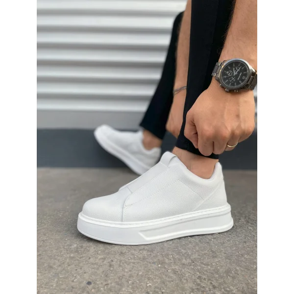 JY007 Alba Bağcıksız Cilt Erkek Günlük Sneaker Ayakkabı CBT Beyaz