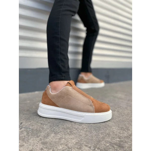 JY007 Alba Bağcıksız Süet Erkek Günlük Sneaker Ayakkabı SBT Taba/Vizon