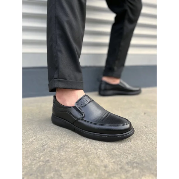JY0410 Classique Bağcıksız Cilt Erkek Günlük Klasik Ayakkabı CST - Siyah