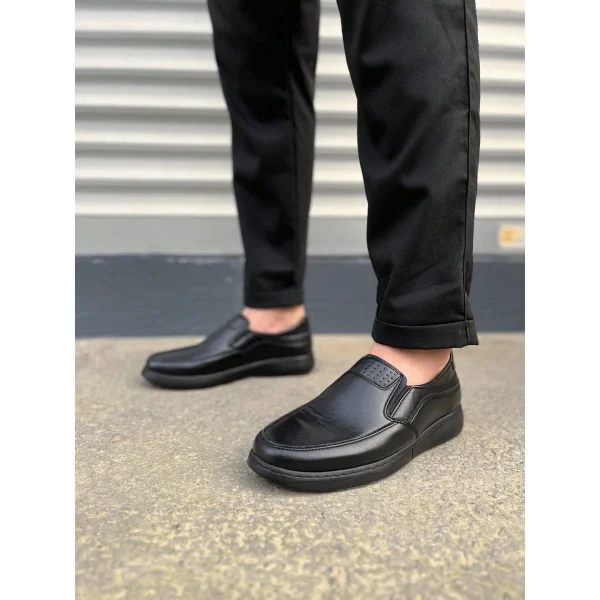 JY0410 Classique Bağcıksız Cilt Erkek Günlük Klasik Ayakkabı CST - Siyah