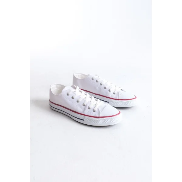 JY0422 Luke Bağcıklı Keten Kumaş Erkek Günlük Sneaker Ayakkabı KBT - Beyaz
