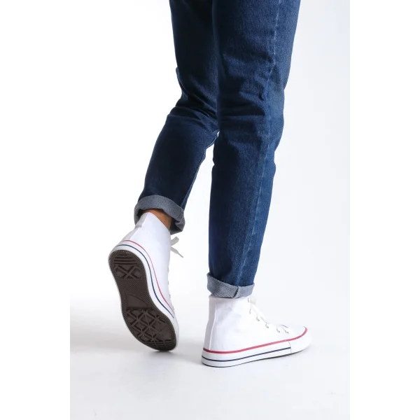 JY0423 AXE Bağcıklı Keten Kumaş Erkek Günlük Sneaker Ayakkabı KBT - Beyaz