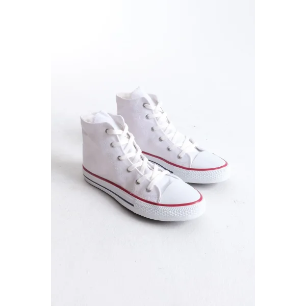 JY0423 AXE Bağcıklı Keten Kumaş Erkek Günlük Sneaker Ayakkabı KBT - Beyaz