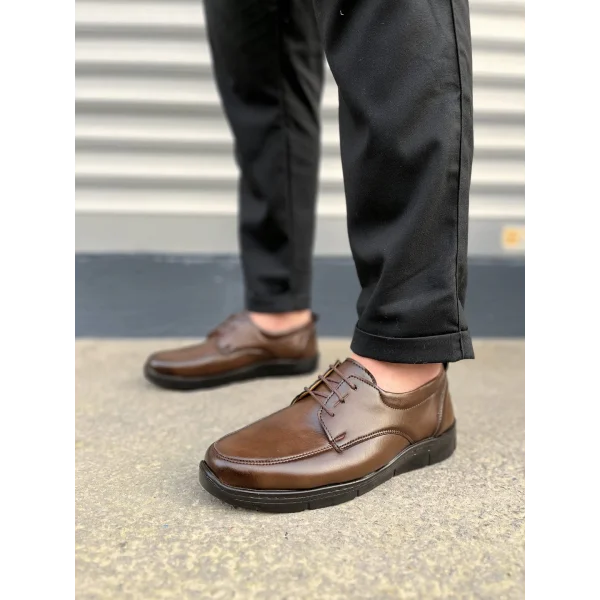 JY0510 Clasica Bağcıklı Cilt Erkek Günlük Klasik Ayakkabı CST - Kahverengi