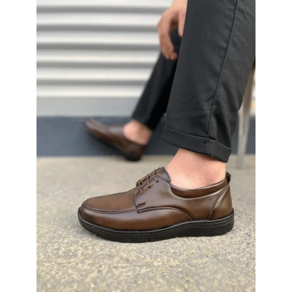 JY0510 Clasica Bağcıklı Cilt Erkek Günlük Klasik Ayakkabı CST - Kahverengi