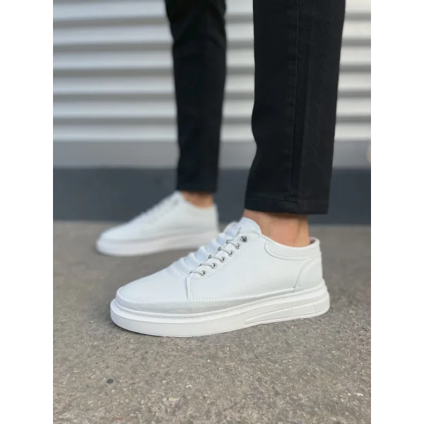 JY0535 Prime Bağcıklı Cilt Erkek Günlük Sneaker Ayakkabı CBT - Beyaz