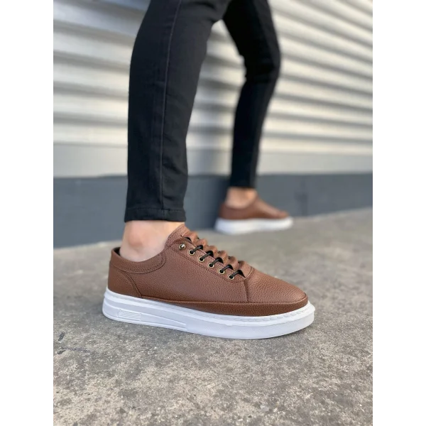 JY0535 Prime Bağcıklı Cilt Erkek Günlük Sneaker Ayakkabı CBT - Taba