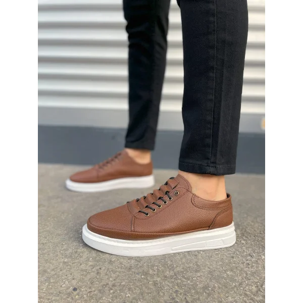 JY0535 Prime Bağcıklı Cilt Erkek Günlük Sneaker Ayakkabı CBT - Taba