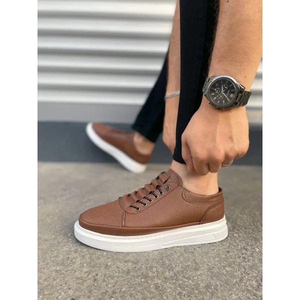 JY0535 Prime Bağcıklı Cilt Erkek Günlük Sneaker Ayakkabı CBT - Taba