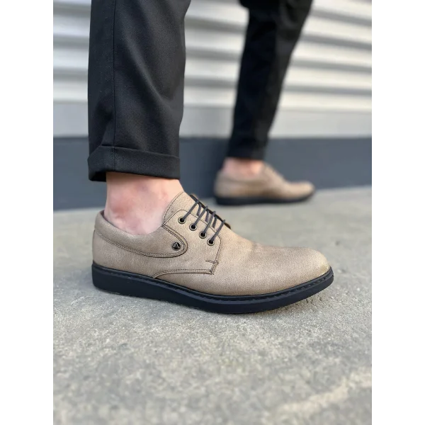 JY0610 Clasico Bağcıklı Cilt Erkek Günlük Klasik Ayakkabı CST - Gri