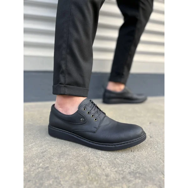 JY0610 Clasico Bağcıklı Cilt Erkek Günlük Klasik Ayakkabı CST - Mat Siyah