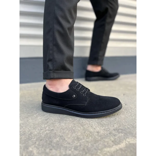 JY0610 Clasico Bağcıklı Süet Erkek Günlük Klasik Ayakkabı SST - Siyah