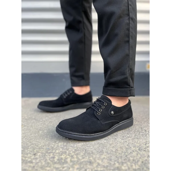 JY0610 Clasico Bağcıklı Süet Erkek Günlük Klasik Ayakkabı SST - Siyah