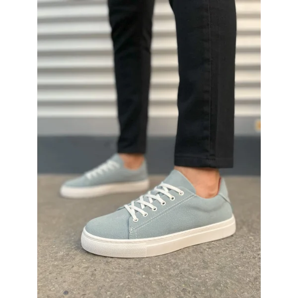 JY122 Mode Bağcıklı Süet Erkek Günlük Sneaker Ayakkabı SBT - Mavi